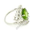 Image 9 : Vintage Platinum 10.20 ctw Round Peridot and Marquise Diamond Ring