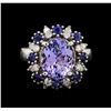 Image 2 : 14KT White Gold 4.75 ctw Tanzanite, Sapphire and Diamond Ring