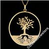 Image 2 : Vintage 14kt Yellow Gold Pierced and Textured Tree of Life Pendant Necklace