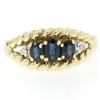 Image 1 : 14kt Yellow Gold 1.46 ctw Oval Sapphire and Diamond Twisted Wire Band Ring