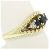 Image 3 : 14kt Yellow Gold 1.46 ctw Oval Sapphire and Diamond Twisted Wire Band Ring