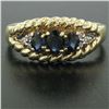 Image 5 : 14kt Yellow Gold 1.46 ctw Oval Sapphire and Diamond Twisted Wire Band Ring