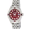 Image 2 : Rolex Ladies Stainless Steel Diamond Lugs & Ruby Datejust Wristwatch 36MM