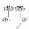 Image 3 : Sterling Silver Blue Crystal & CZ Halo Stud Earrings w/ 14kt White Gold Posts