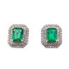 Image 1 : 3.14 ctw Emerald and Diamond Earrings - 14KT Yellow Gold