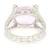 Image 4 : 14k White Gold Twisted Cable 8.5 ctw Oval Kunzite Solitaire Ring 4 Diamond Accen