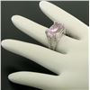 Image 7 : 14k White Gold Twisted Cable 8.5 ctw Oval Kunzite Solitaire Ring 4 Diamond Accen