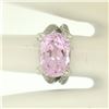 Image 8 : 14k White Gold Twisted Cable 8.5 ctw Oval Kunzite Solitaire Ring 4 Diamond Accen