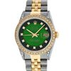 Image 2 : Rolex Mens 2 Tone Green Vignette Diamond Lugs Datejust Wristwatch