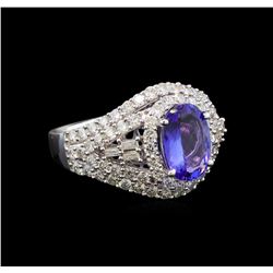 14KT White Gold 1.50 ctw Tanzanite and Diamond Ring