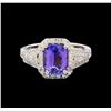 Image 2 : 14KT White Gold 1.94 ctw Tanzanite and Diamond Ring