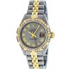 Image 3 : Rolex Ladies 2 Tone Gray & Pyramid Diamond Datejust Wriswatch