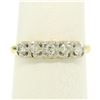 Image 5 : 14k Yellow & White Gold .28 ctw 5 Round Brilliant Cut Prong Set Diamond Band Rin