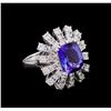 Image 1 : 14KT White Gold 4.46 ctw Tanzanite and Diamond Ring