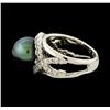 Image 3 : Pearl and Diamond Ring - 14KT White Gold