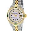 Image 2 : Rolex Ladies 2 Tone MOP Sapphire & Diamond, Emerald Datejust Wristwatch 26MM