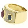 Image 3 : Wide 14K Yellow Gold 1.44 ctw FINE Cabochon Ruby Sapphire & Mother of Pearl Ring