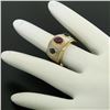 Image 6 : Wide 14K Yellow Gold 1.44 ctw FINE Cabochon Ruby Sapphire & Mother of Pearl Ring