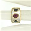 Image 7 : Wide 14K Yellow Gold 1.44 ctw FINE Cabochon Ruby Sapphire & Mother of Pearl Ring