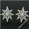 Image 2 : 18kt White Gold 3.35 ctw Diamond Star Burst Cluster Earrings