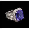 Image 1 : 18.39 ctw Tanzanite and Diamond Ring - 14KT White Gold