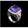 Image 4 : 18.39 ctw Tanzanite and Diamond Ring - 14KT White Gold