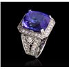 Image 5 : 18.39 ctw Tanzanite and Diamond Ring - 14KT White Gold