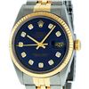 Image 2 : Rolex Mens 2 Tone Blue Diamond 36MM Oyster Perpetual Datejust Wristwatch