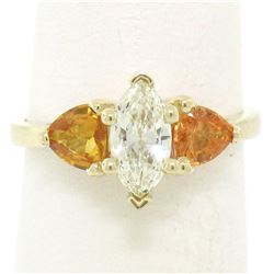 14kt Yellow Gold 1.62 ctw Diamond and Yellow Sapphire 3 Stone Ring