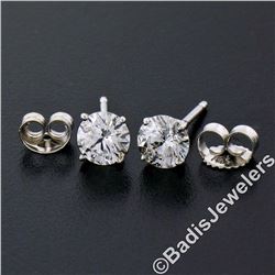 New Classic 14kt White Gold 0.75 ctw Round Brilliant Diamond Stud Earrings