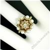 Image 4 : Vintage 14kt Yellow Gold 0.11 ctw Diamond and Pearl Halo Ring w/ Brown Enamel