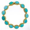 Image 3 : 18k Yellow Gold GIA Certified Large Cabochon Greenish Blue Turquoise Statement N