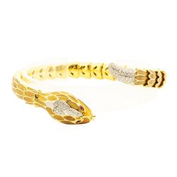 18KT Yellow Gold David Webb Snake Flexable Bangle Bracelet