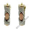 Image 6 : Estate 18kt Rose & White Gold 30mm Braided Mesh Hoop Earrings