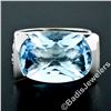 Image 2 : Estate 14kt White Gold Oval Checkerboard Blue Topaz Ring