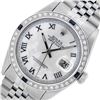 Image 3 : Rolex Mens Stainless Steel MOP Roman 36MM Diamond & Sapphire Datejust Wristwatch