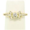 Image 4 : 14k Yellow Gold Petite 0.42 ctw Round Diamond Engagement Ring w/ Channel Accents