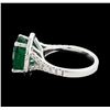 Image 3 : 3.05 ctw Emerald and Diamond Ring - 14KT White Gold