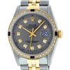 Image 1 : Rolex Mens 2 Tone Slate Grey Diamond & Sapphire 36MM Oyster Perpetaul Datejust