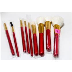 9PC MAKE UP BRUSH SET- RED