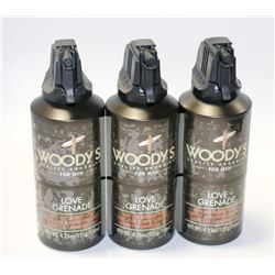 LOT OF 3 WOODY'S LOVE GRENADE BODY & LAUNDRY