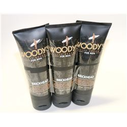 LOT OF 3 118ML WOODY'S BRICK HEAD STYLING GEL FOR