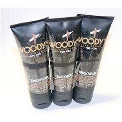 LOT OF 3 118ML WOODY'S BRICK HEAD STYLING GEL FOR