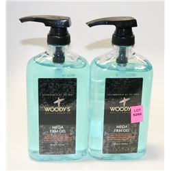 LOT OF 2 500ML WOODY'S MEGA FIRM HAIR GEL