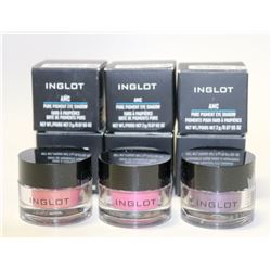 LOT OF 6 INGLOT PURE PIGMENT EYE SHADOWS; ASSORTED