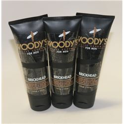 LOT OF 3 118ML WOODY'S BRICK HEAD FIRM HOLD