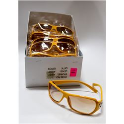BOX OF NEW YELLOW FRAME DESIGNER STYLE SUNGLASSES