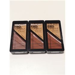 LOT OF 3 LA GIRL PRO CONTOUR CREAM; MED- DEEP