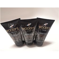 LOT FO 3 WOODY'S WOOD GLUE HAIR GEL FOR MEN