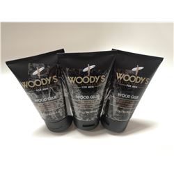 LOT FO 3 WOODY'S WOOD GLUE HAIR GEL FOR MEN